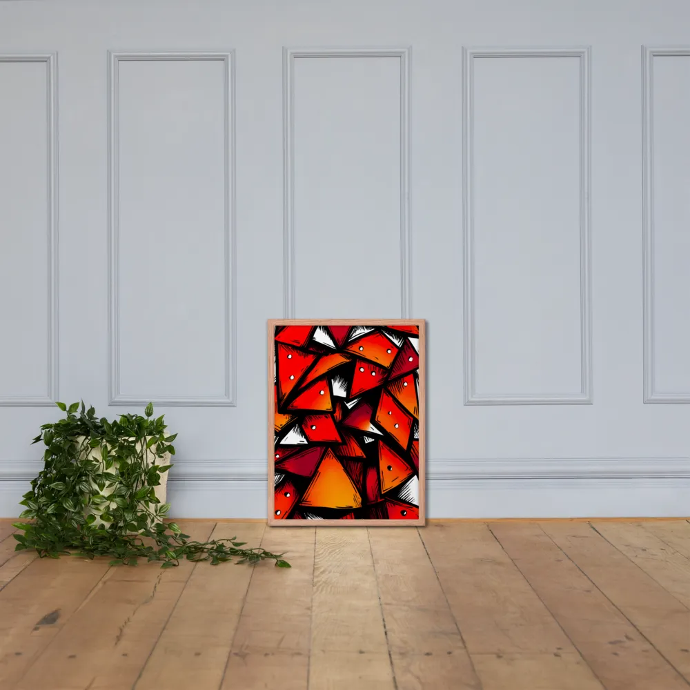 Dynamic Geometry of Red and Orange | Poster with Red oak Frame | 18″×24″