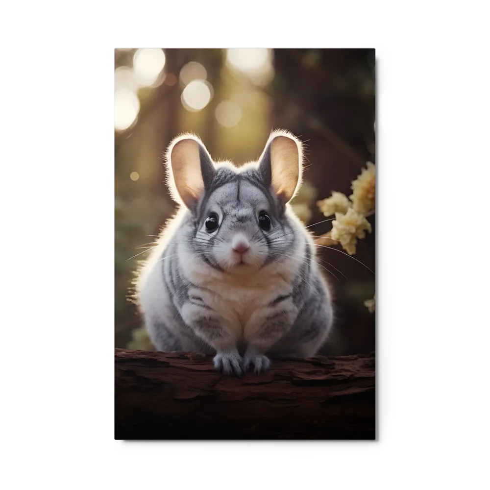 Curious Chinchilla in the Forest | Metal Print | 24″×36″