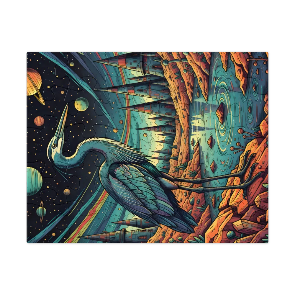 Cosmic Heron 
 Jigsaw Puzzle in Tin Box