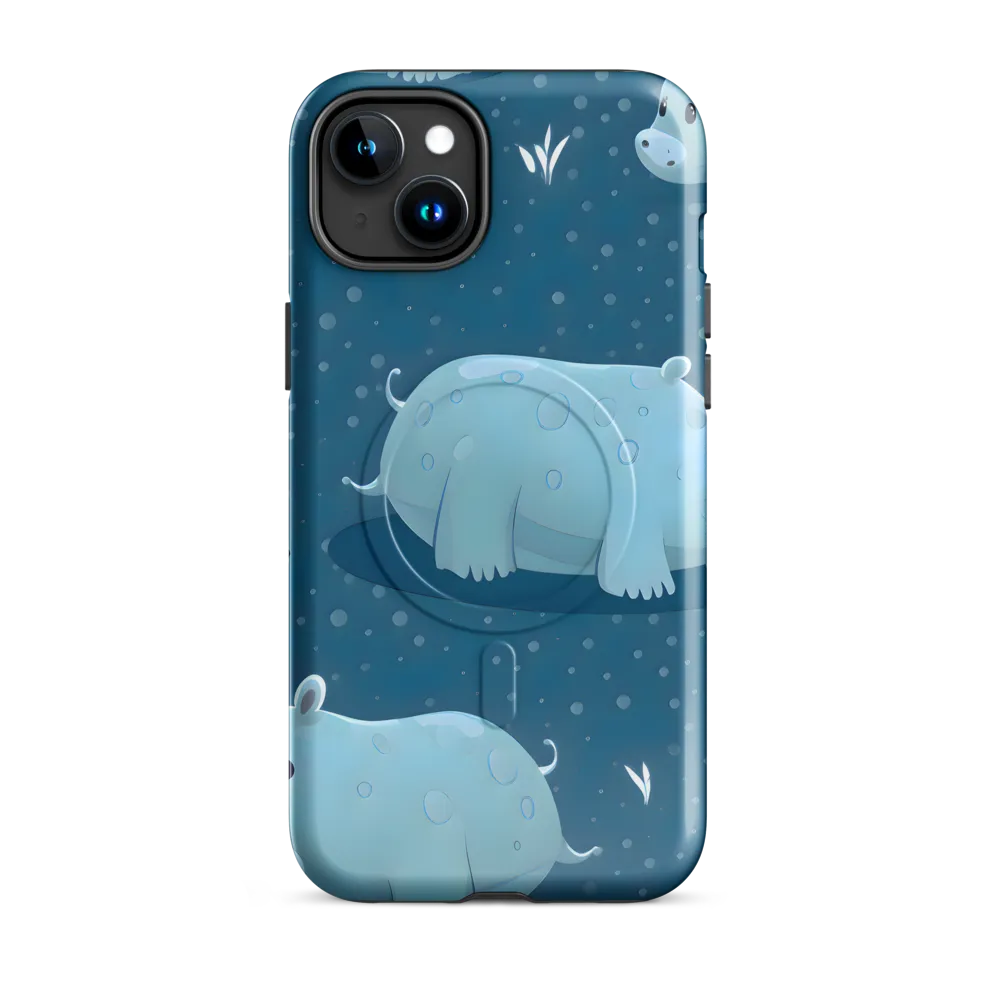 Whimsical Hippo Play | Phone Case |  15 Plus | MagSafe® Tough Case | Glossy