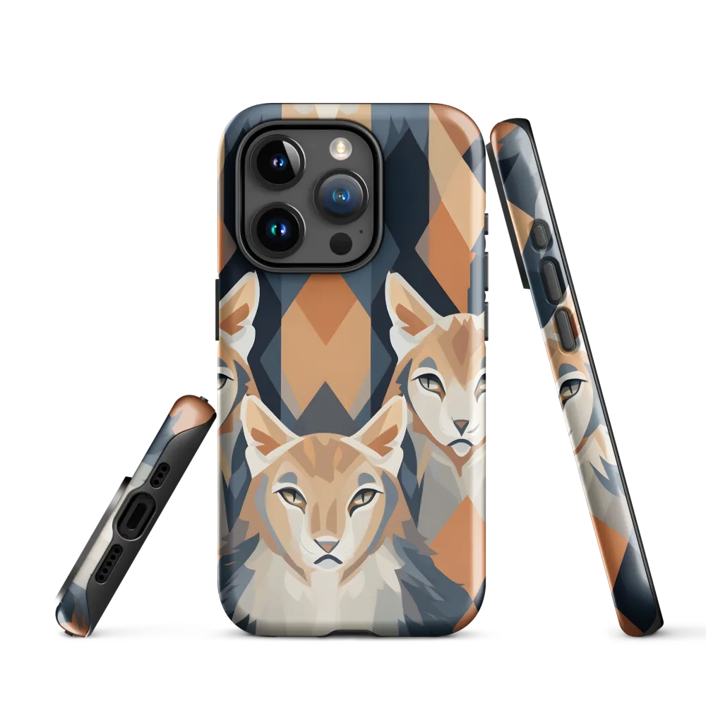 Elegance in Geometry: The Foxes | Phone Case |  15 Pro | Tough Case | Glossy