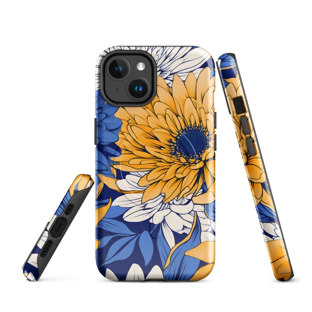 Floral Harmony in Blue and Yellow