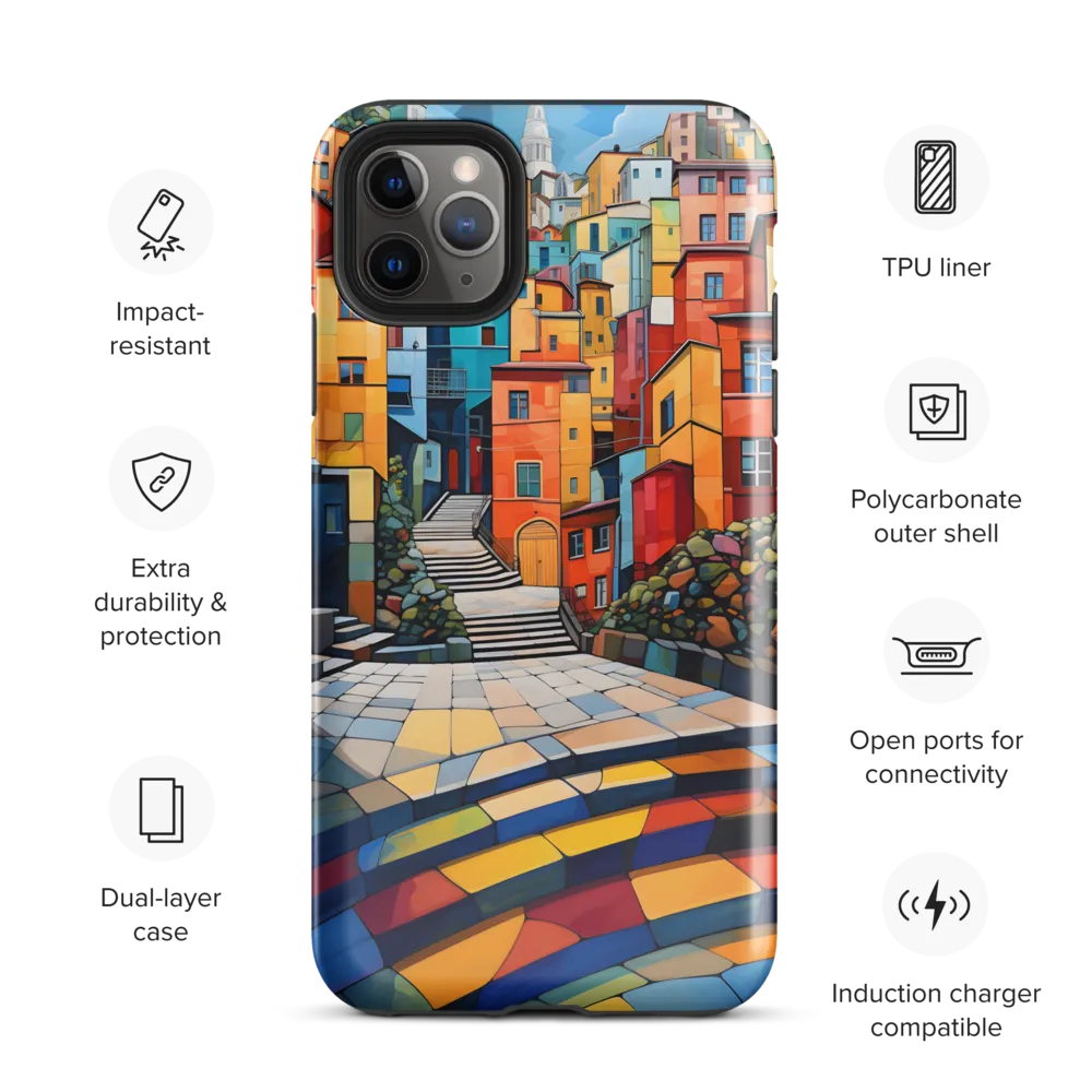 Vibrant Village: A Cubist Journey | Phone Case |  11 Pro Max | Tough Case | Glossy