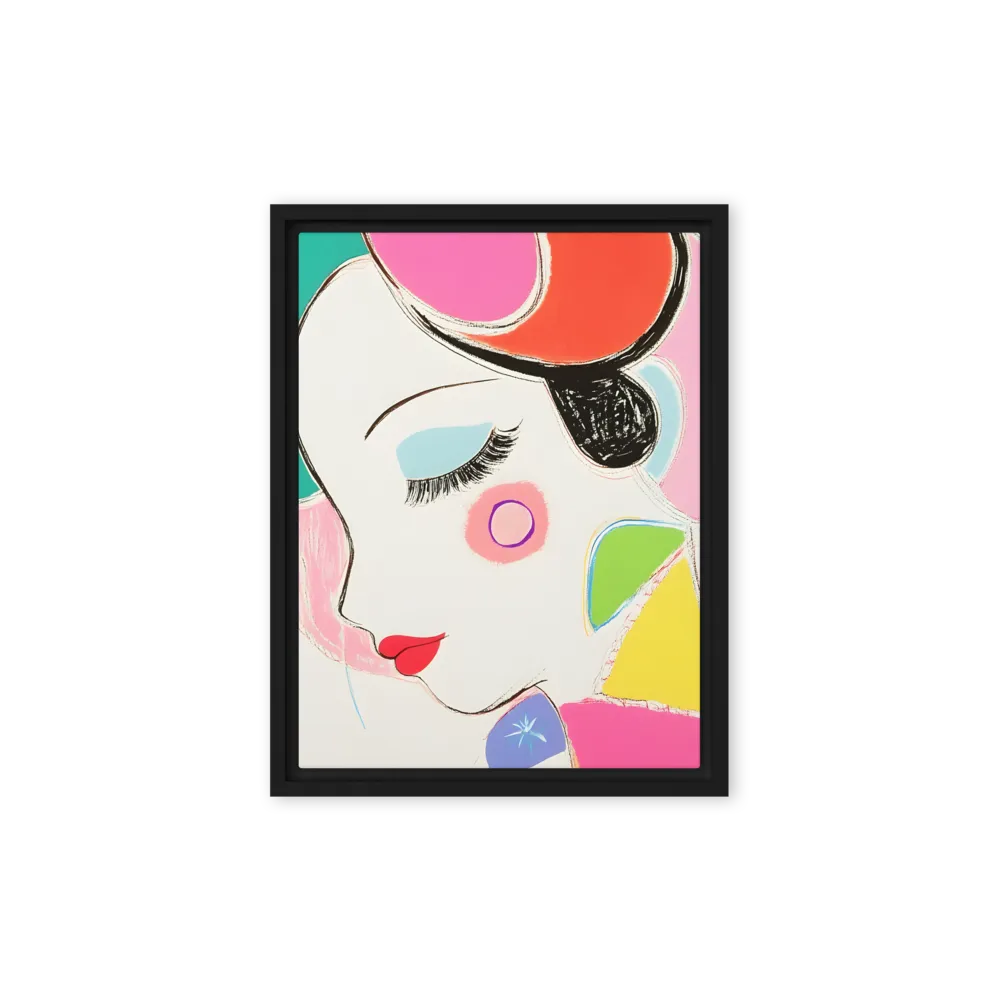 Whimsical Portrait in Colorful Abstraction | Canvas with Black Frame | 9″×12″