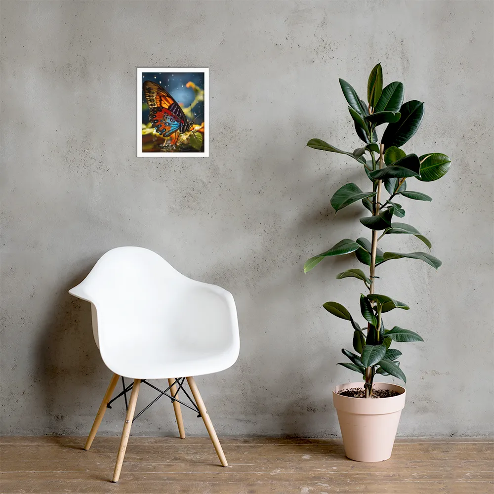 Dance of Colors: The Butterfly's Elegance | Poster with White Frame | 11″×14″