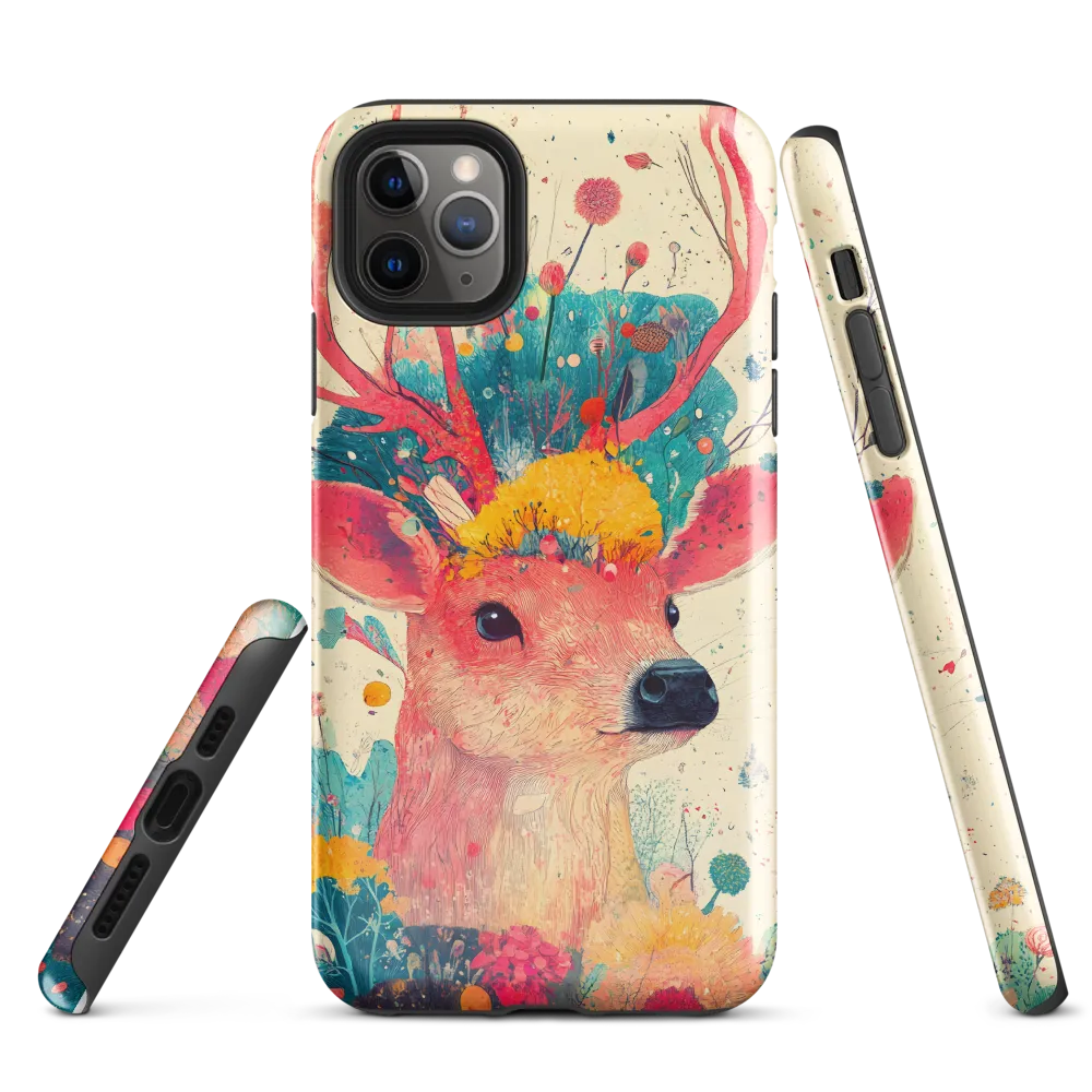 Whimsical Harmony: A Deer in Bloom | Phone Case |  11 Pro Max | Tough Case | Glossy