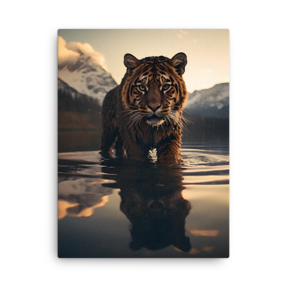 Majestic Reflection: The Tiger's Domain | Thin Canvas | 24″×32″