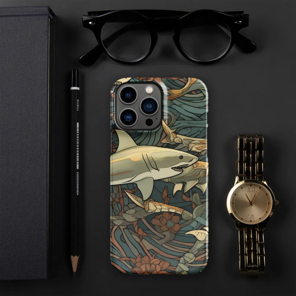 Dynamic Harmony of Sharks and Flora | Phone Case |  13 Pro Max | Snap Case | Glossy
