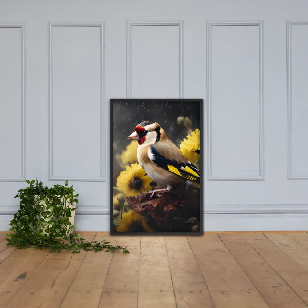 Harmony in Nature: A Goldfinch Amidst Blooms
