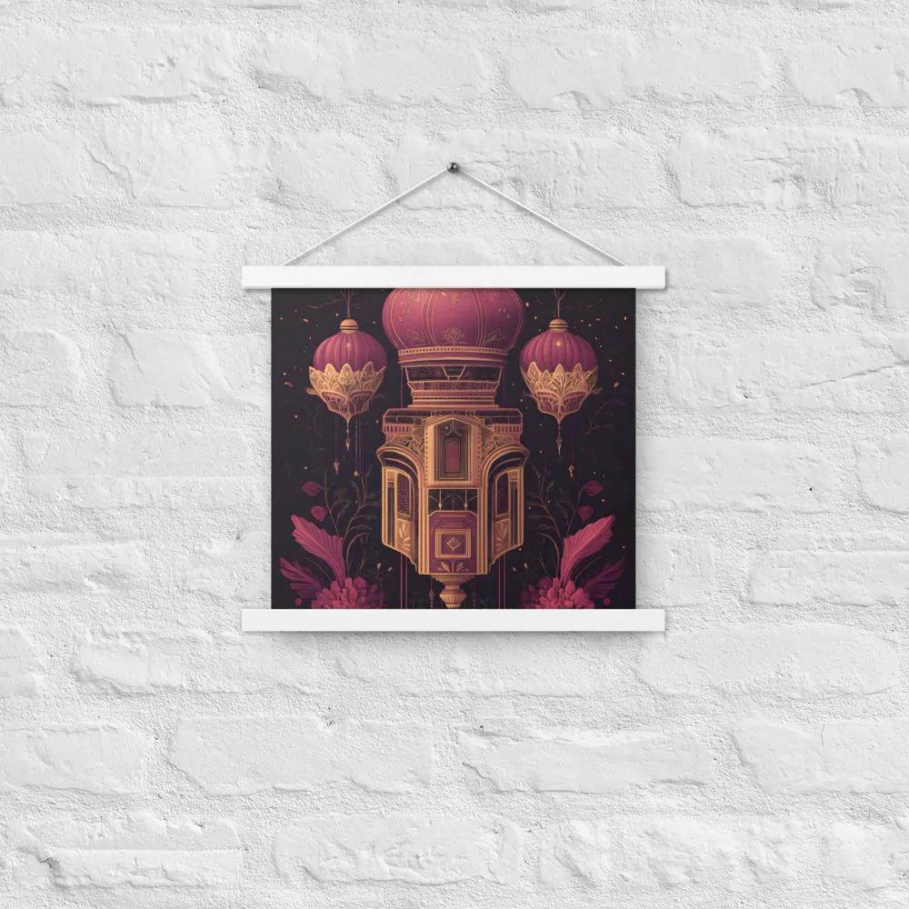 Ornate Harmony: A Digital Floral Architecture | Poster With White Wood Hanger | 14″×14″