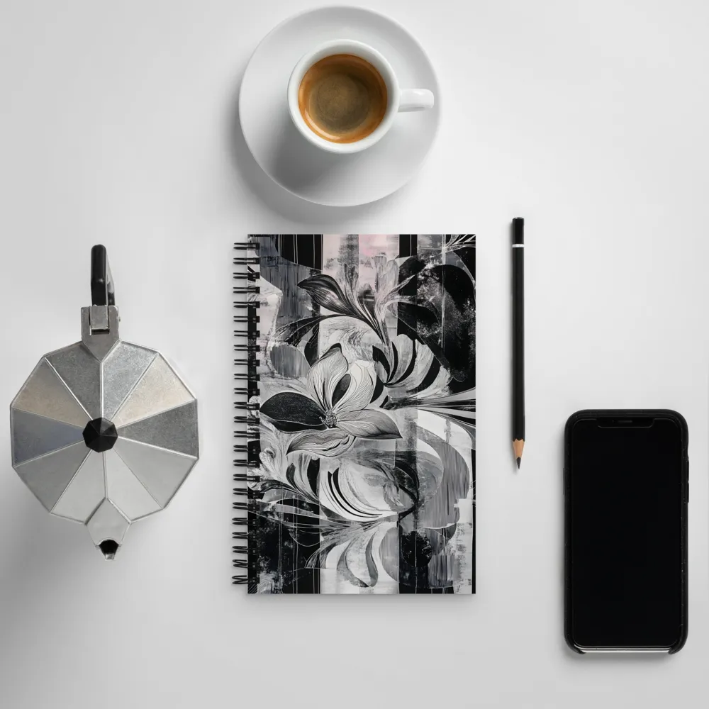 Floral Fusion in Monochrome | Spiral Notebook