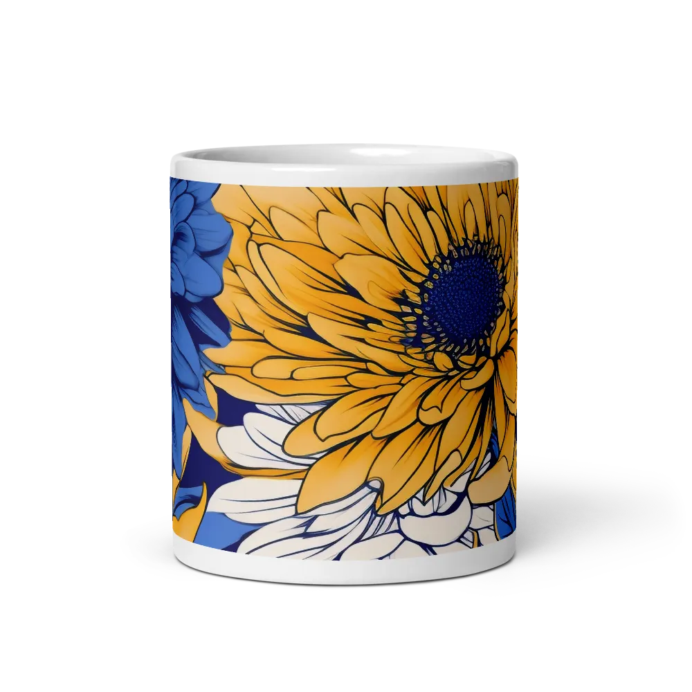 Floral Harmony in Blue and Yellow | Mugs | Multiple Sizes & Colors