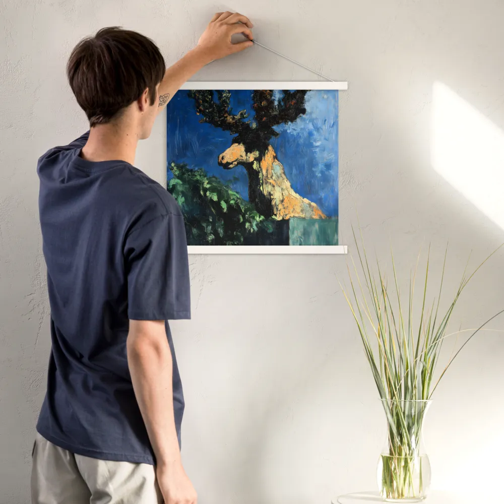 The Majestic Deer in Nature | Poster With White Wood Hanger | 18″×18″