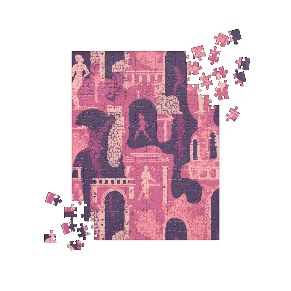 Whimsical Interplay of Figures and Architecture
