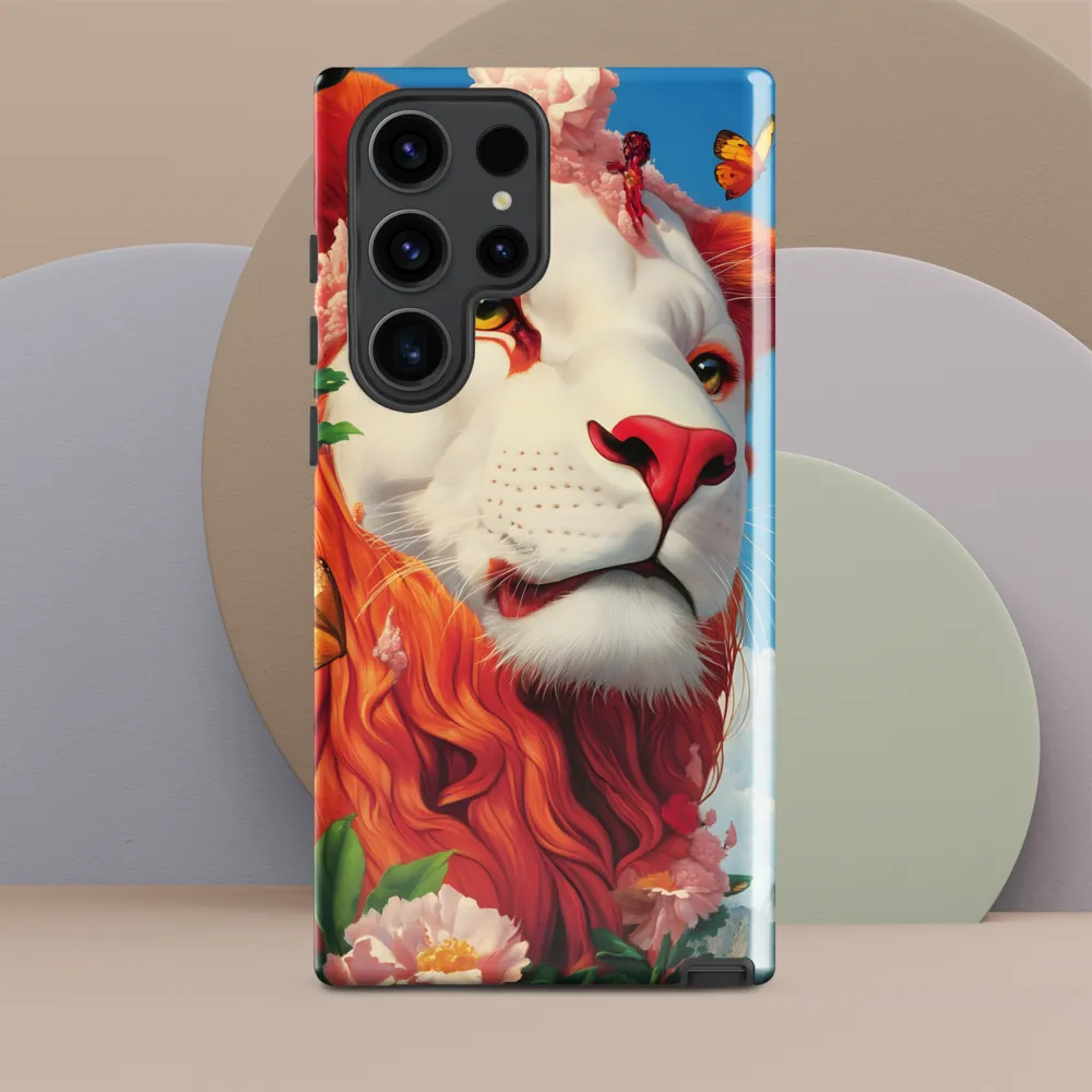 Majestic Lion Amidst Floral Splendor