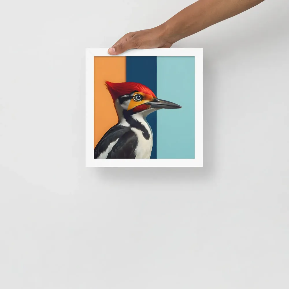 Geometric Woodpecker 
 Poster with White Frame | 10″x 10″