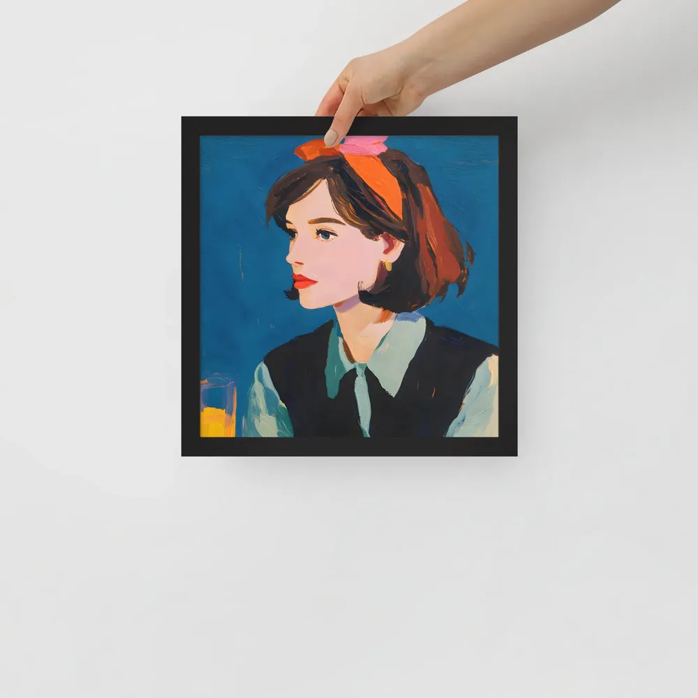 Profile in Blue 
 Poster with Black Frame | 12″x 12″