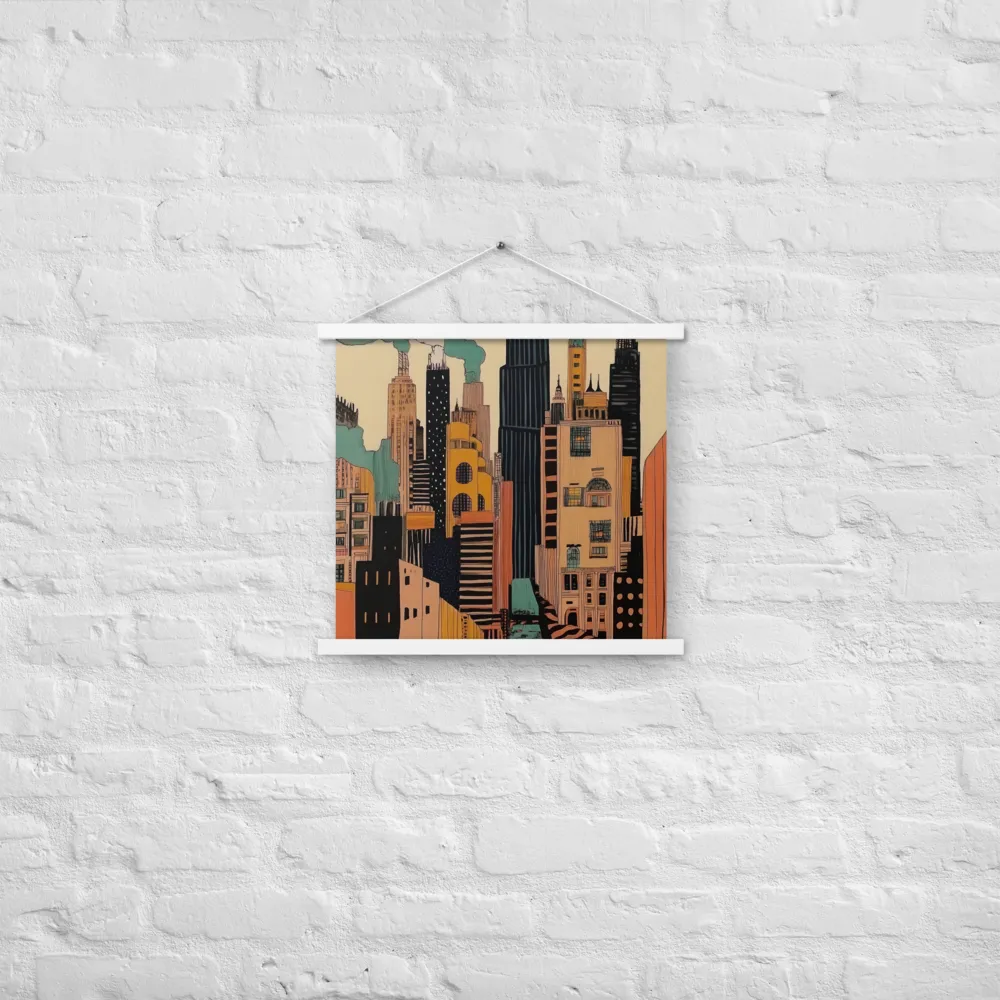 Urban Symphony in Ink | Poster With White Wood Hanger | 18″×18″