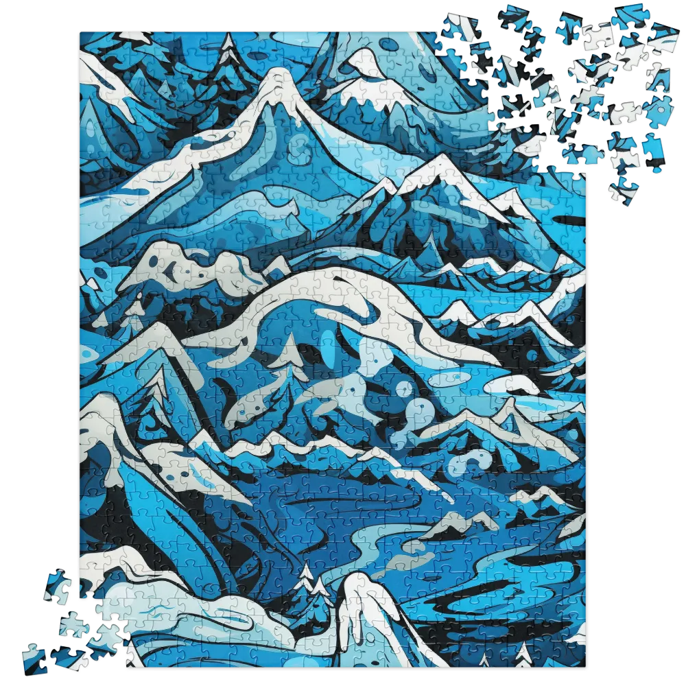 Frozen Harmony: A Blue Mountain Odyssey | Jigsaw Puzzle | 520 pieces