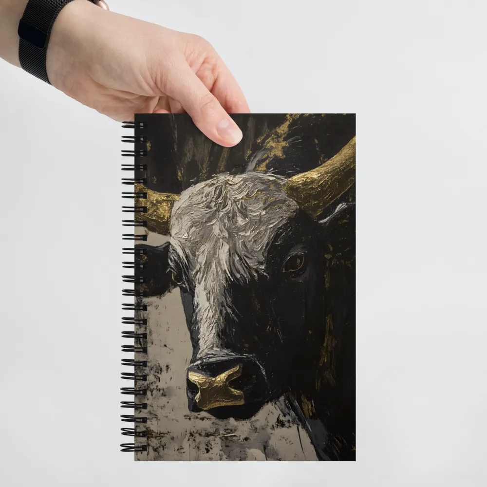 Majestic Bull: The Power in Black and Gold | Spiral Notebook