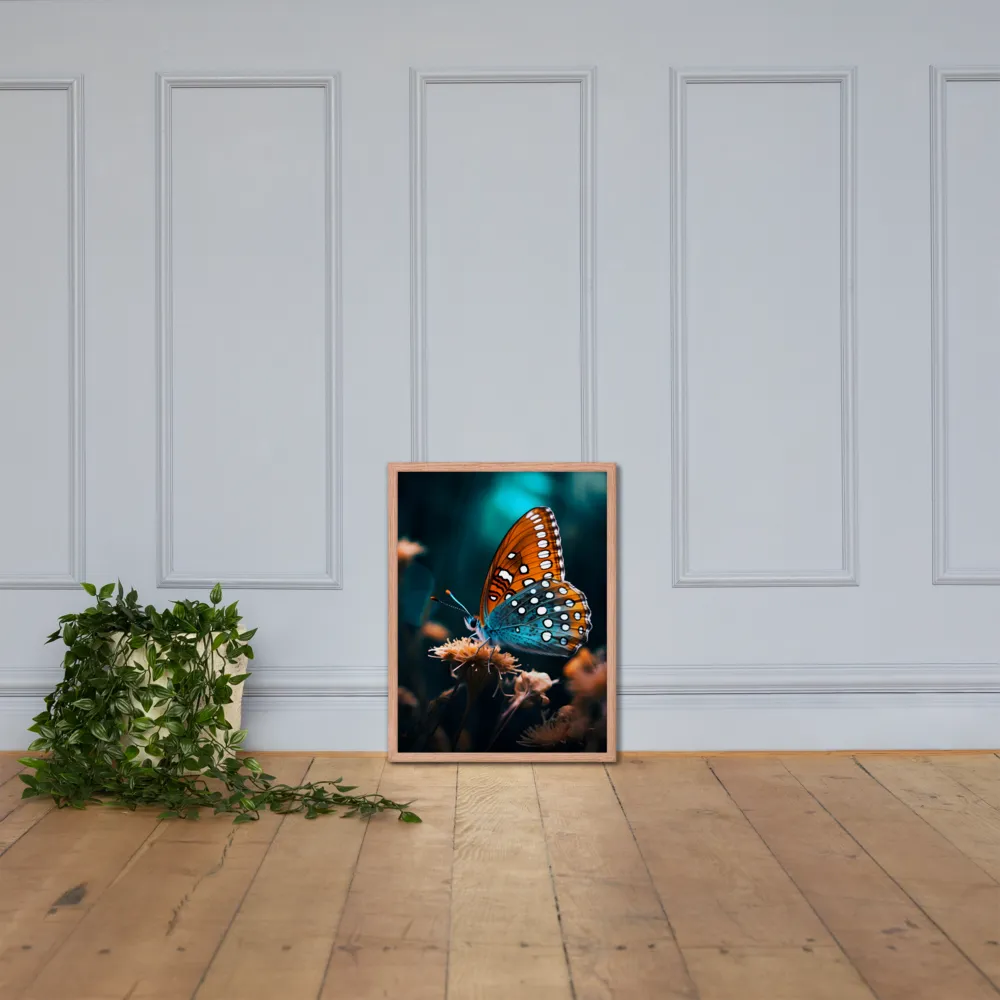 Whispers of Color: The Butterfly's Embrace | Poster with Red oak Frame | 18″×24″