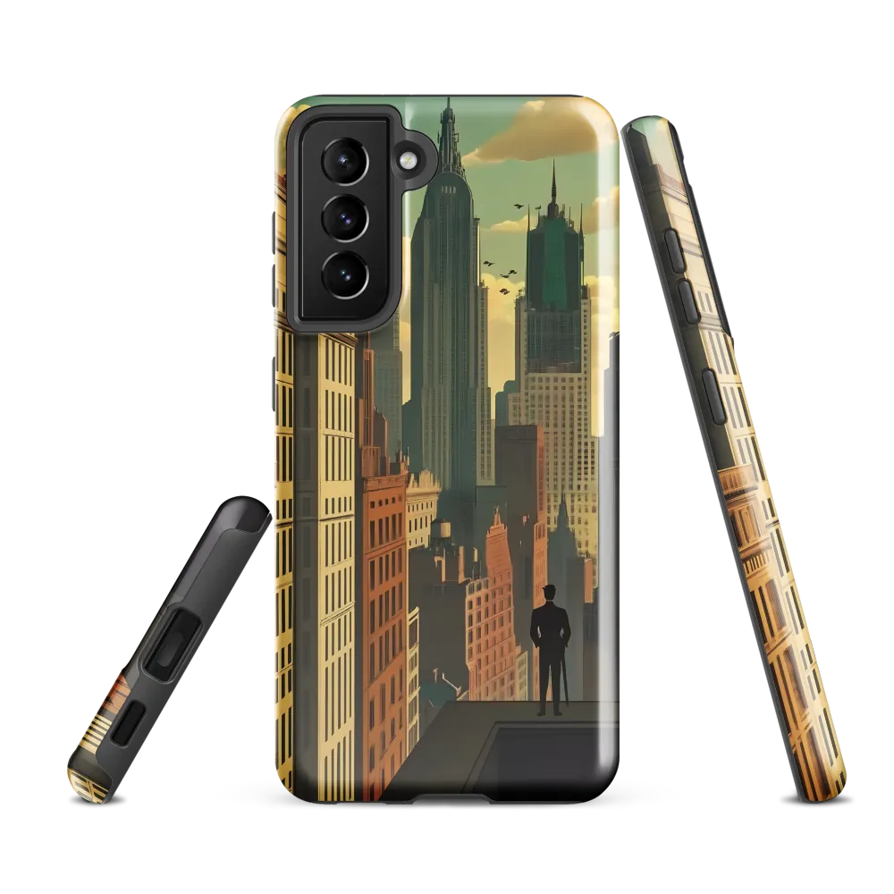 Urban Dreams: A Silhouette in Art Deco Cityscape