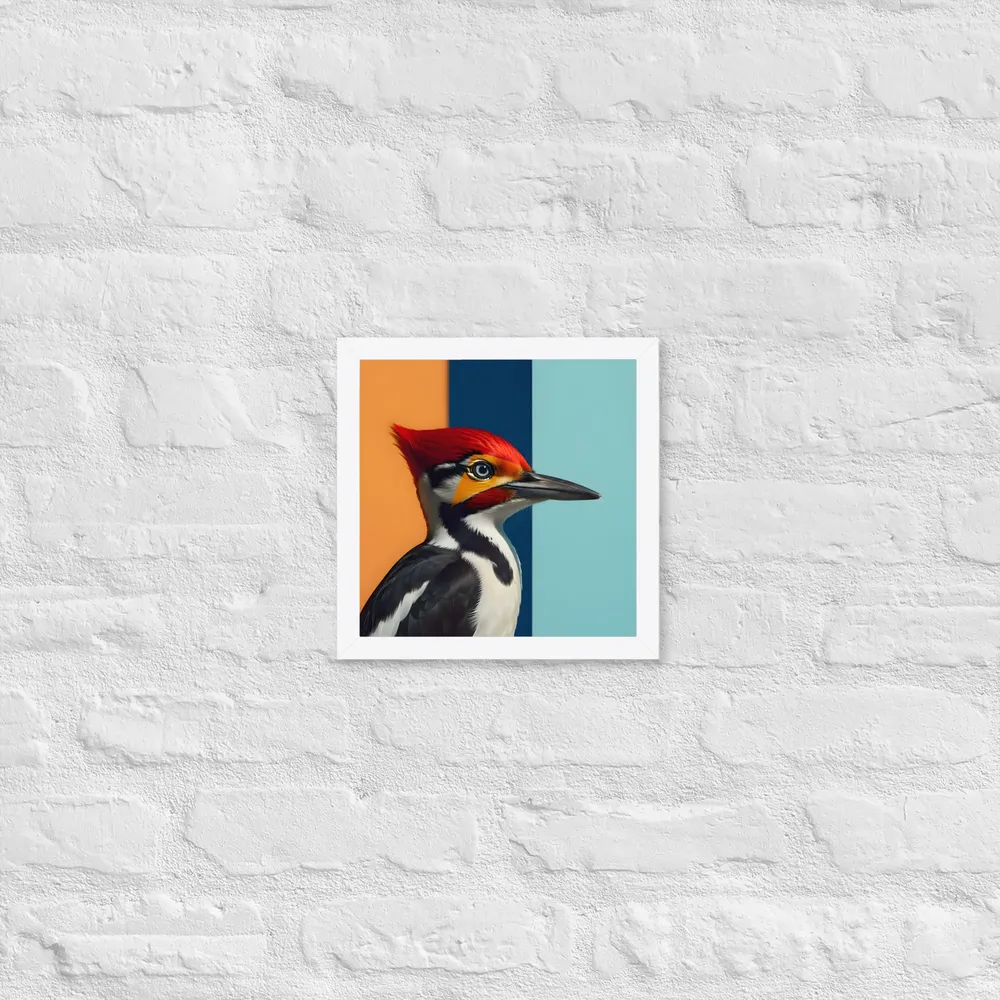 Geometric Woodpecker 
 Poster with White Frame | 10″x 10″