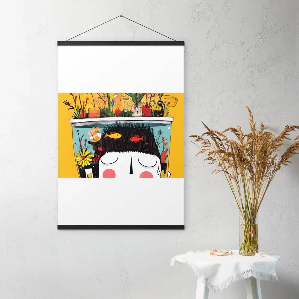 Whimsical Garden Head | Poster With Black Wood Hanger | 24″×36″