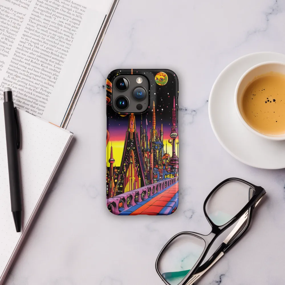 Futuristic Cosmos: A Journey Through Neon Cities | Phone Case |  15 Pro | Snap Case | Matte
