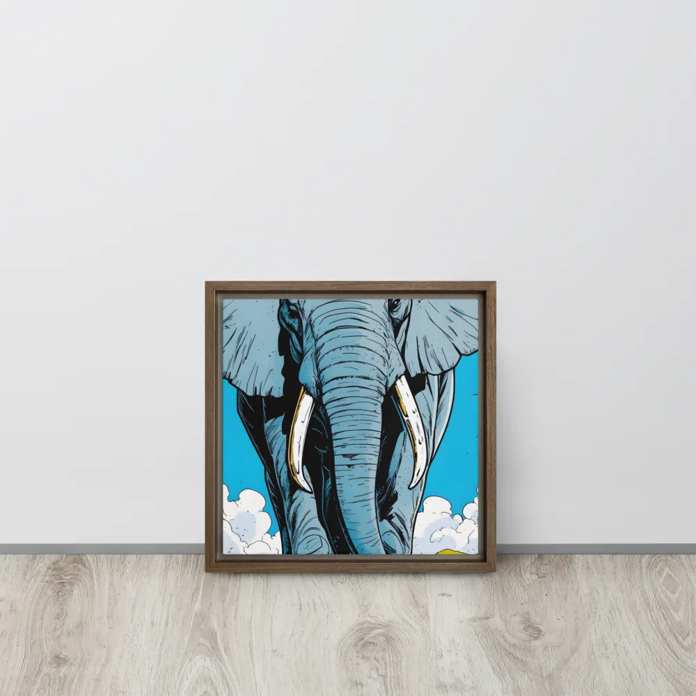Majestic Presence: The Elephant | Canvas with Brown Frame | 12″×12″