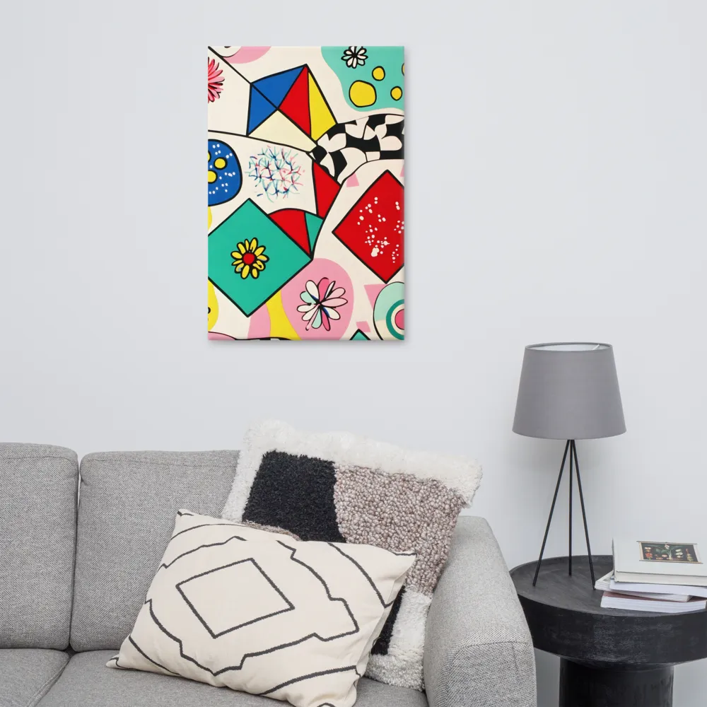 Joyful Geometry: A Playful Dance of Shapes and Colors | Canvas | 24″×36″
