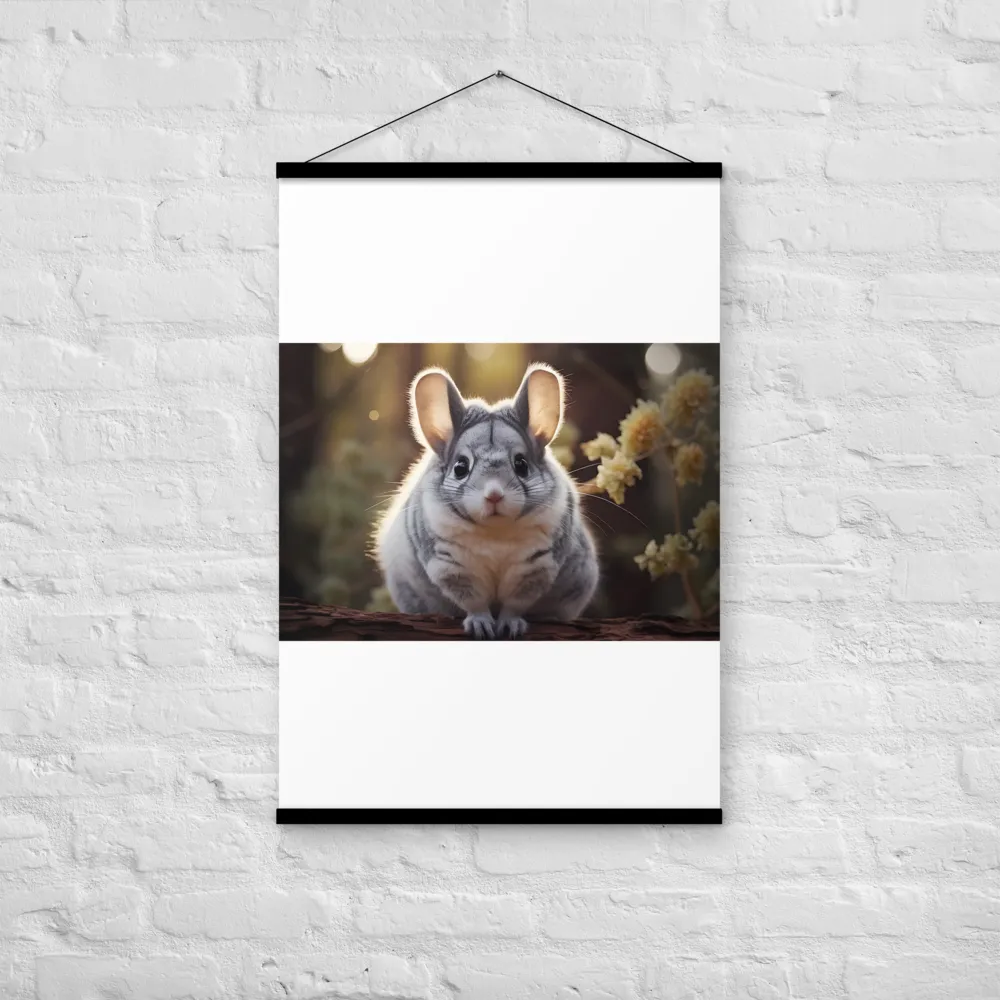 Curious Chinchilla in the Forest | Poster With Black Wood Hanger | 24″×36″
