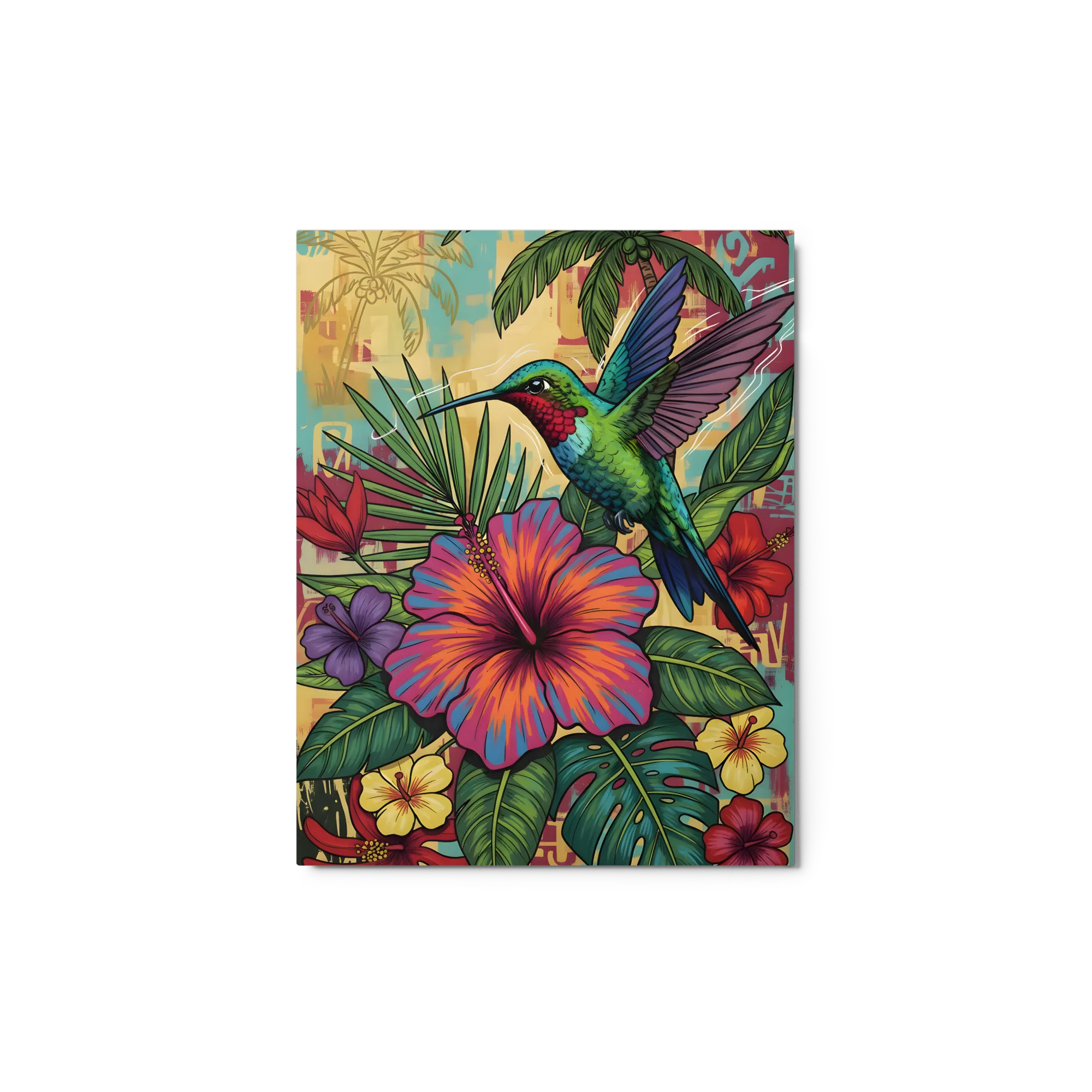 Hummingbird & Hibiscus 
 Metal Print | 11″x 14″