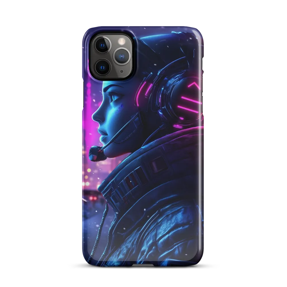 Dystopian Elegance: Cyberpunk Figure in Neon | Phone Case |  11 Pro Max | Snap Case | Glossy