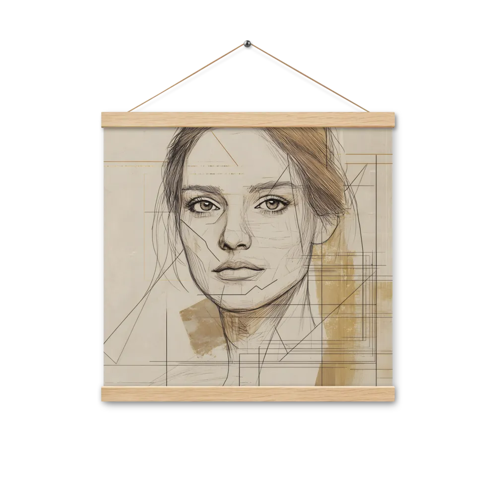 Geometric Elegance: A Modern Portrait | Poster With Oak Wood Hanger | 16″×16″