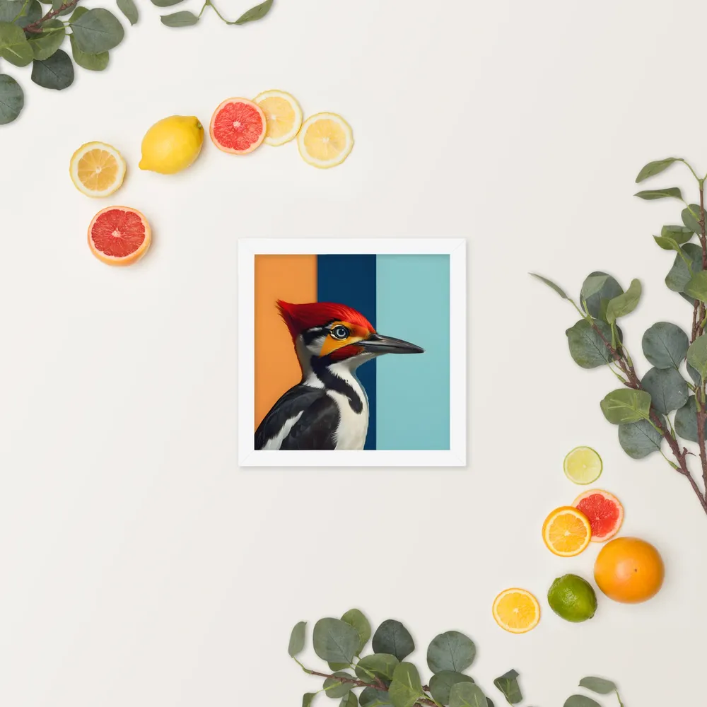 Geometric Woodpecker 
 Poster with White Frame | 10″x 10″