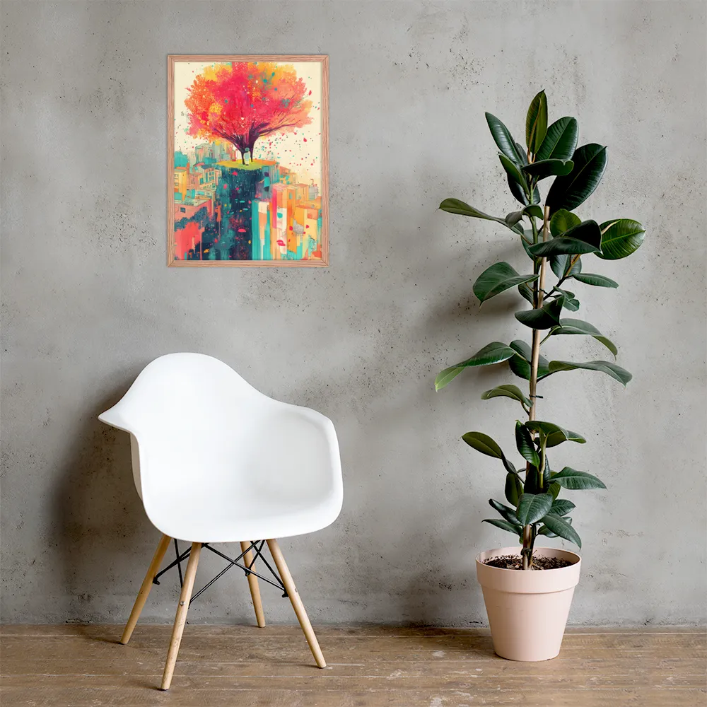 Whispers of Urban Dreams | Poster with Red oak Frame | 18″×24″