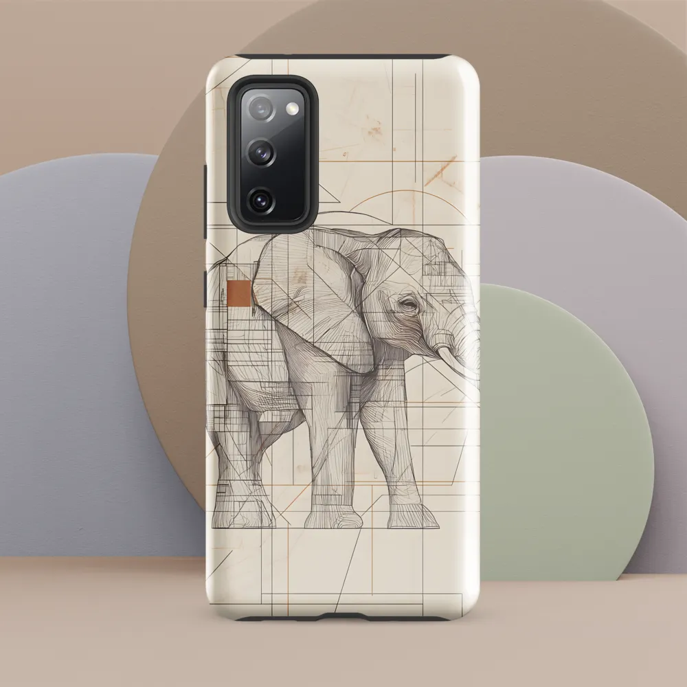 Geometric Elegance: The Steel Elephant | Phone Case |  S20 FE | Tough Case | Glossy