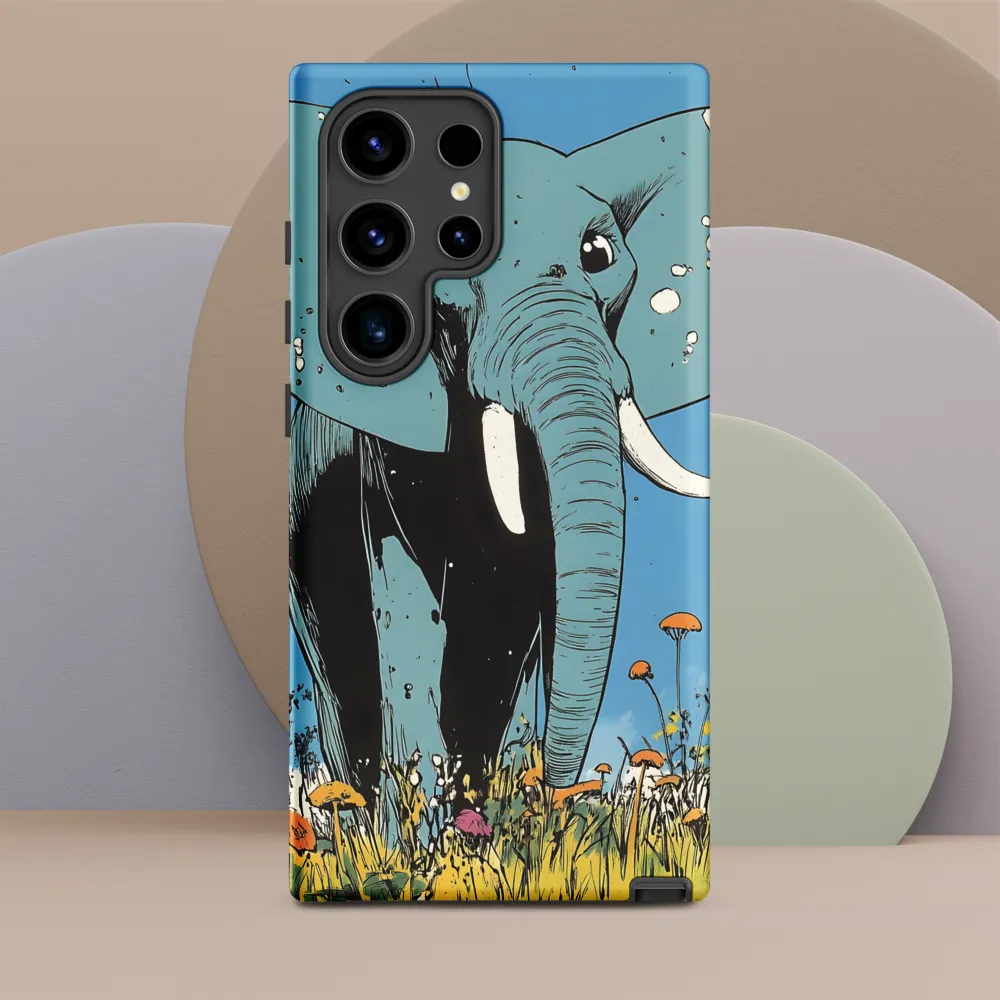 Whimsical Blue Elephant in Bloom