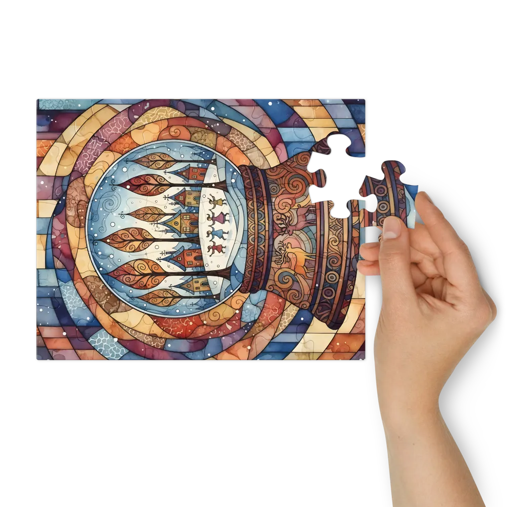 Snow Globe Village 
 Jigsaw Puzzle in Tin Box
