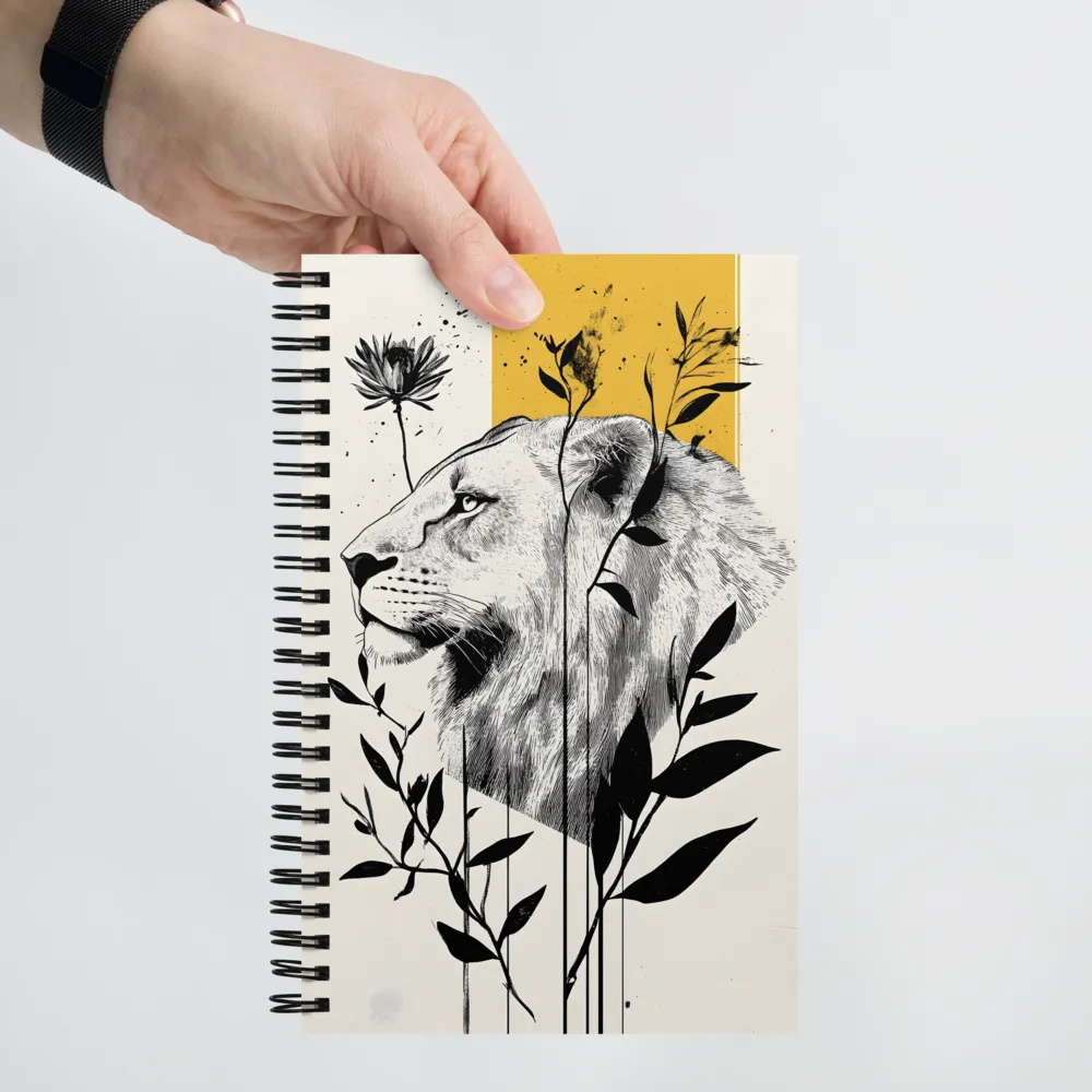 Regal Serenity: The Lion and Flora | Spiral Notebook