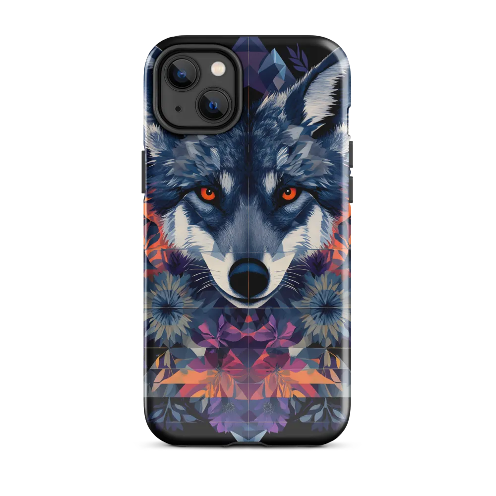 Mystical Wolf Amidst Floral Geometry
