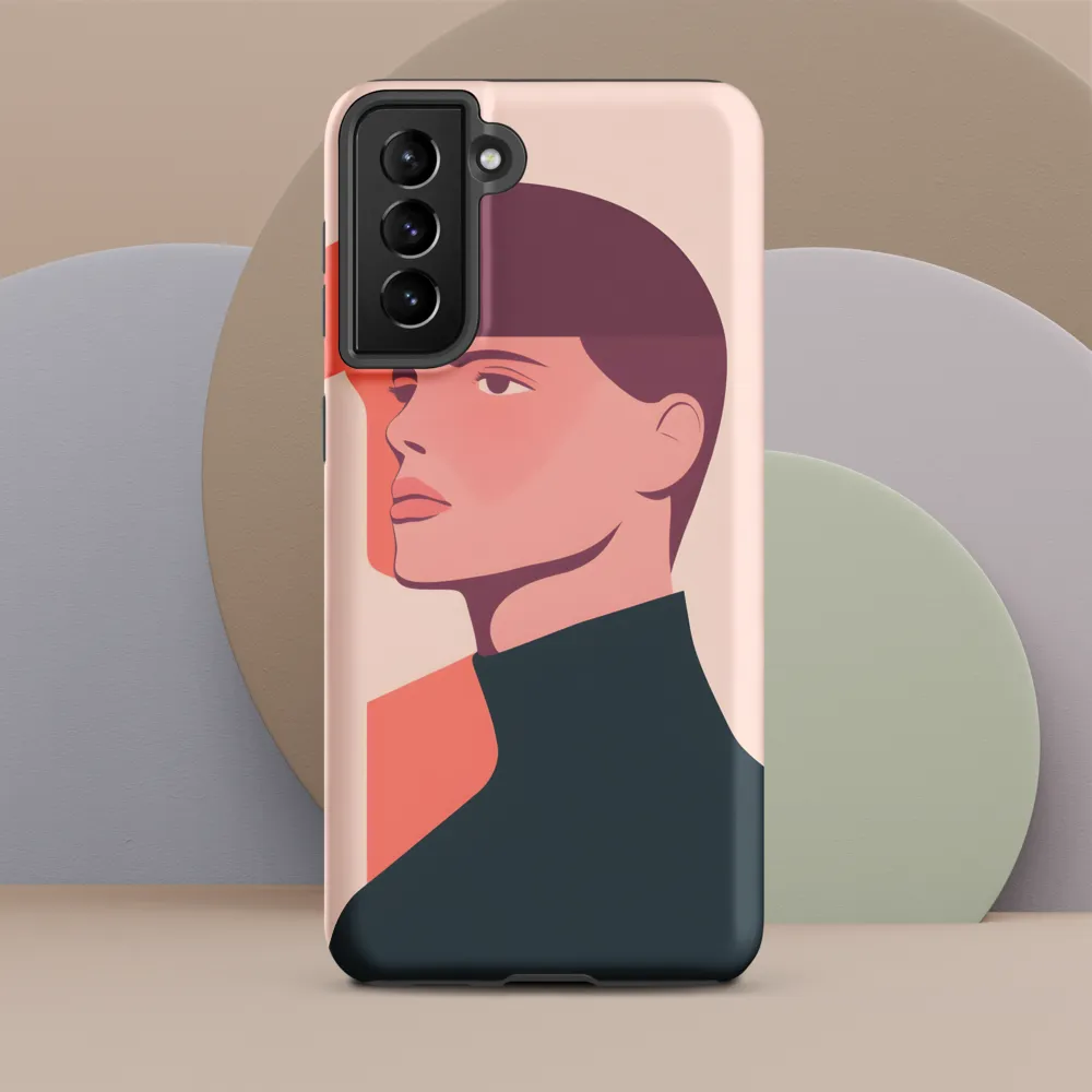 Contemplative Portrait in Minimalism | Phone Case |  S21 Plus | Tough Case | Matte