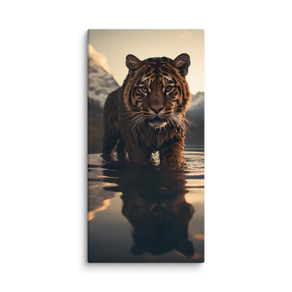 Majestic Reflection: The Tiger's Domain | Canvas | 24″×48″