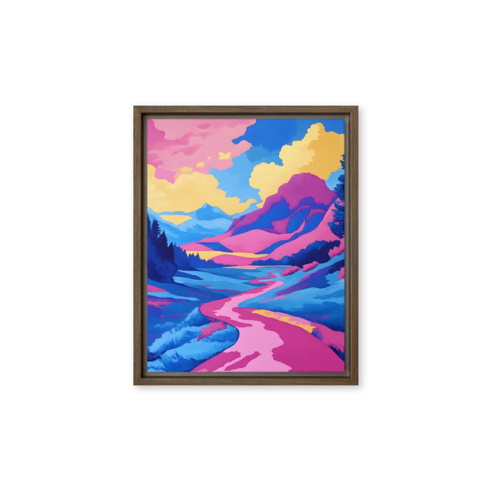 Dreamscape: The Serene River | Canvas with Brown Frame | 11″×14″