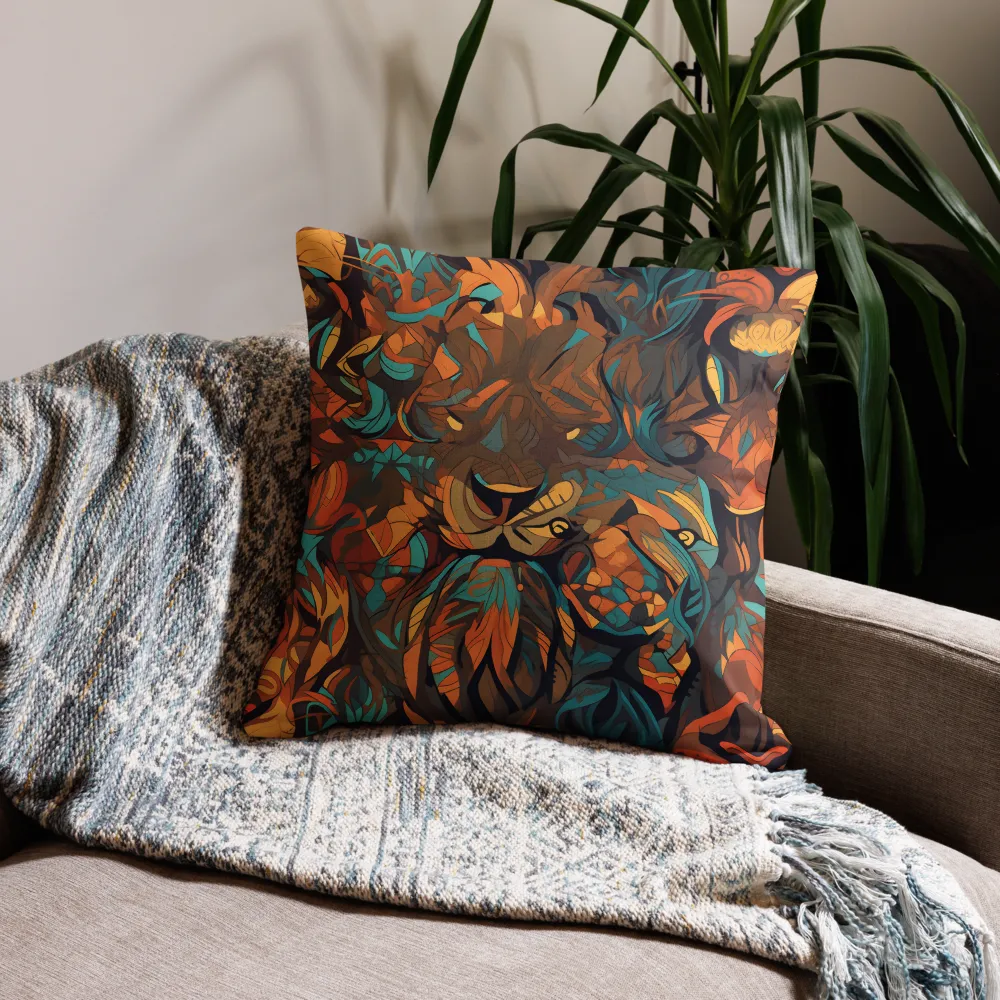 Fierce Royalty: A Geometric Exploration of Lions | Pillow & Pillow Case | Multiple Sizes