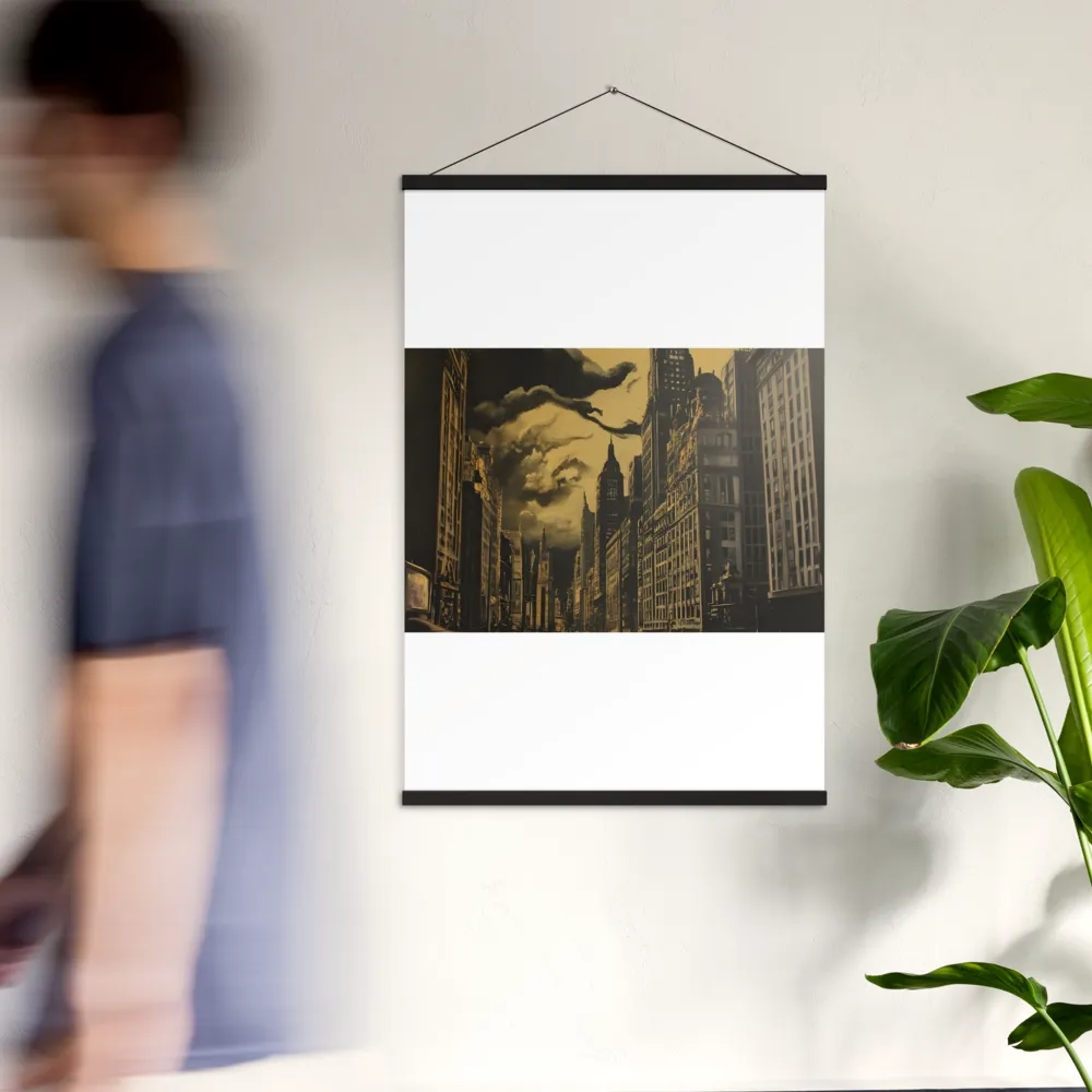 Echoes of a Forgotten Skyline | Poster With Black Wood Hanger | 24″×36″