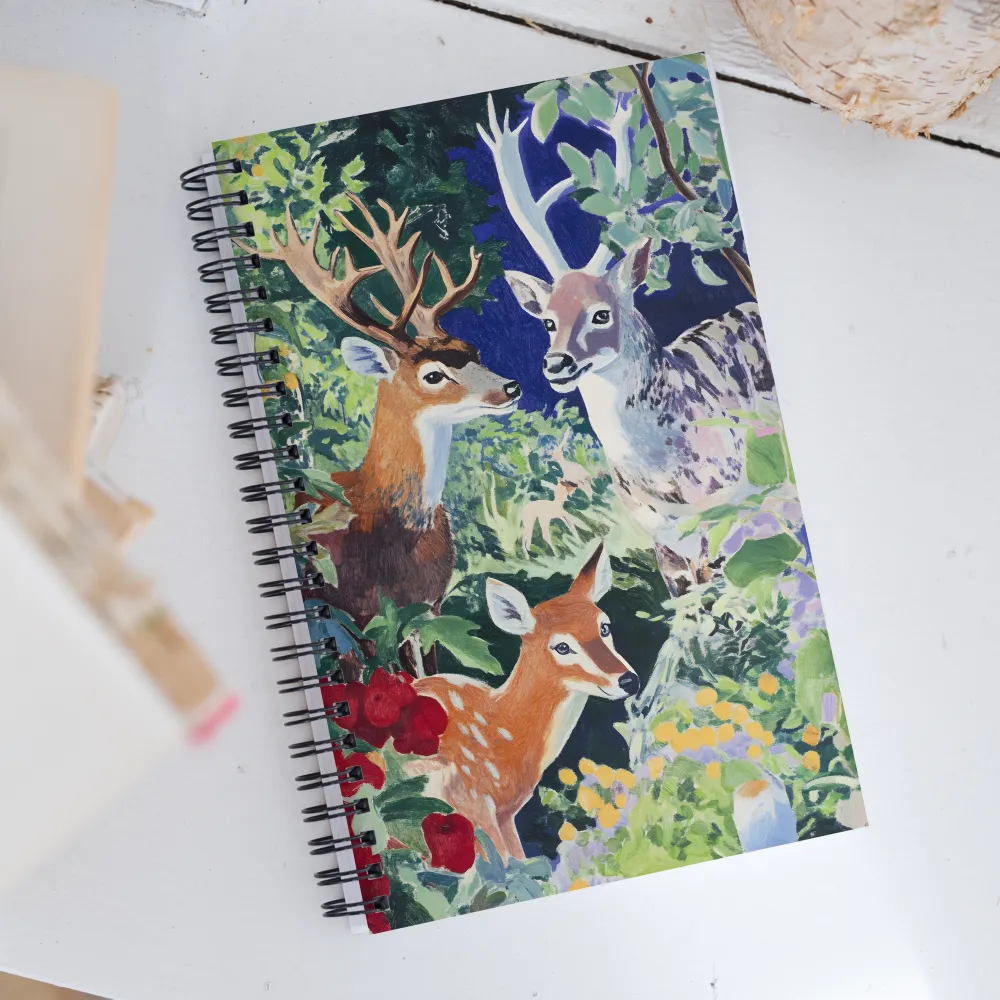 Whispers of the Forest: A Deer Gathering | Spiral Notebook