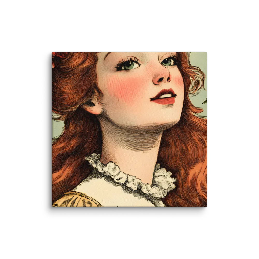 Whimsical Portrait of a Flower-Adorned Girl | Canvas | 16″×16″