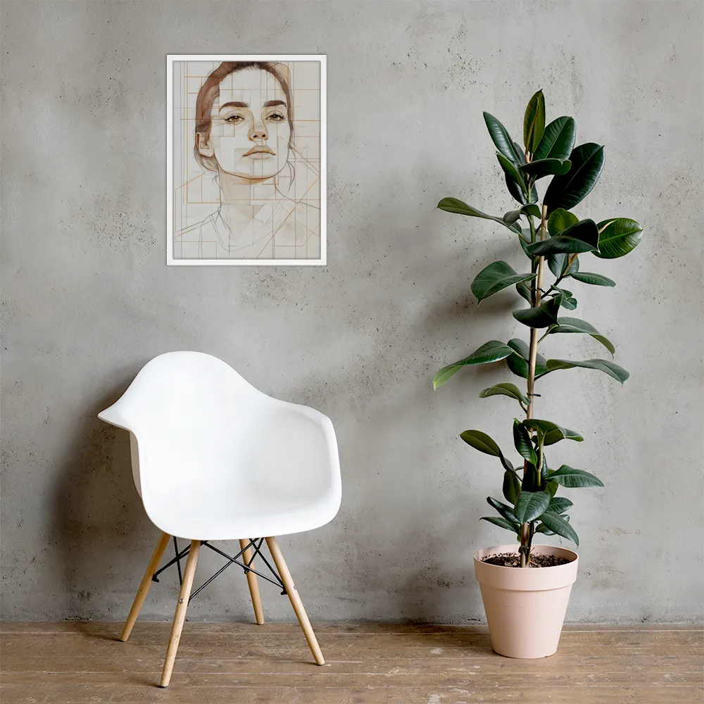 Geometric Serenity: A Minimalist Portrait | Poster with White Frame | 18″×24″